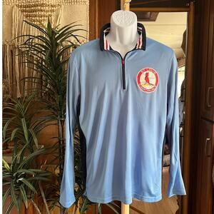 Retro St Louis Cardinals MLB 1/4 Zip Pullover S | Blue Long Sleeve Jersey Top
